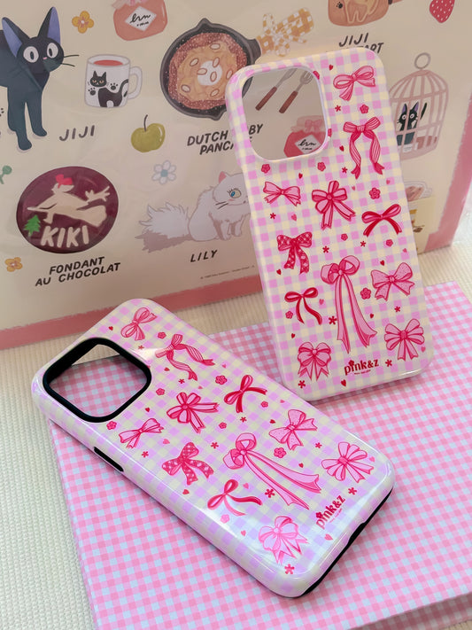 Gingham Pink Bow Phone Case