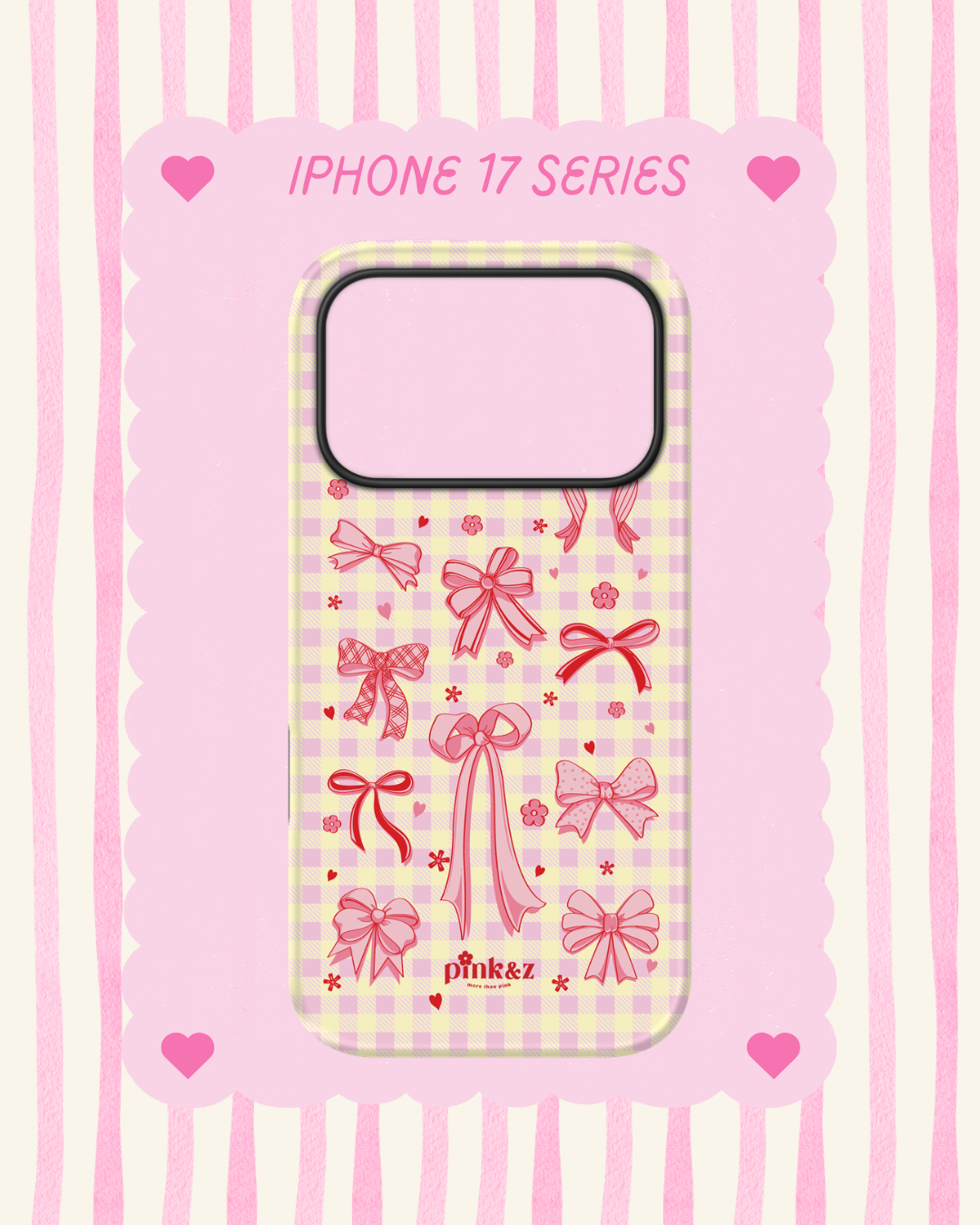 Gingham Pink Bow Phone Case