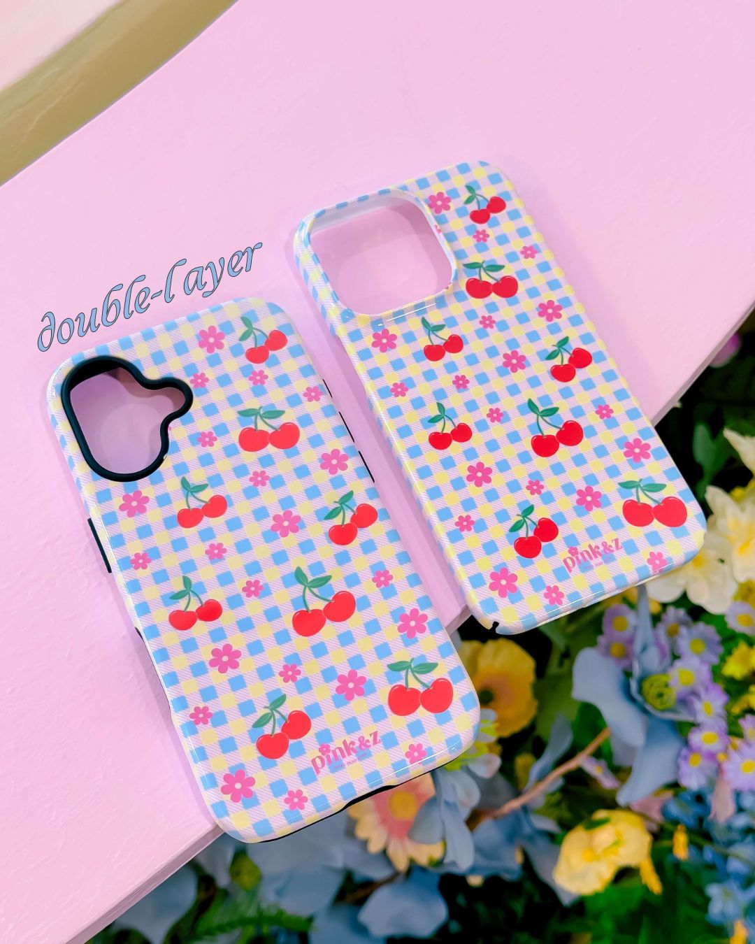 Blue Gingham Cherry Phone Case