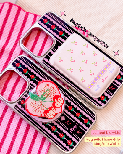 Red Flower Bow Metallic Magnetic iPhone Case