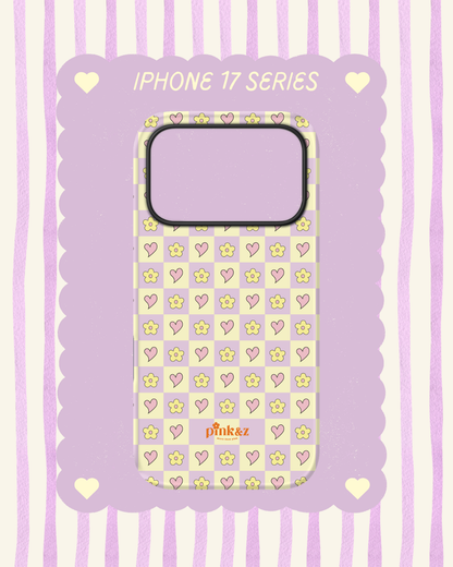 Flower Heart Checkered Phone Case
