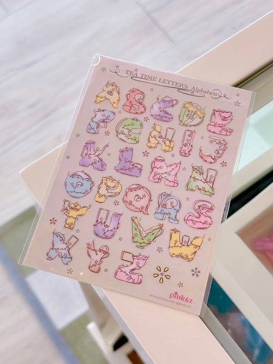 TEA TIME LETTERS Transparent Sticker Sheet (alphabets & numbers sticker)