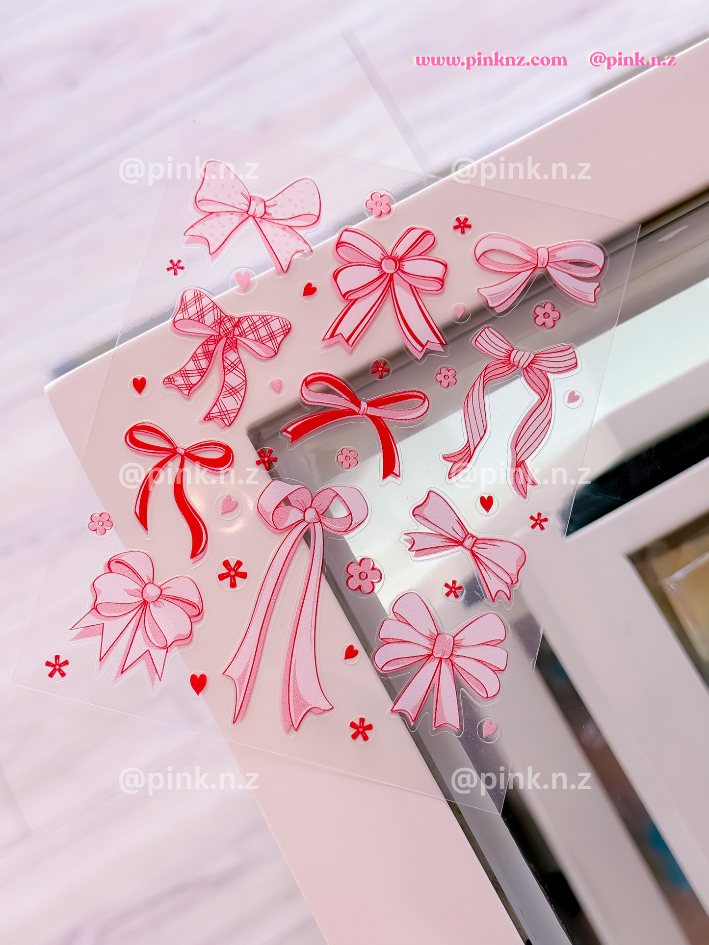 Pink Bows Transparent Sticker Sheet