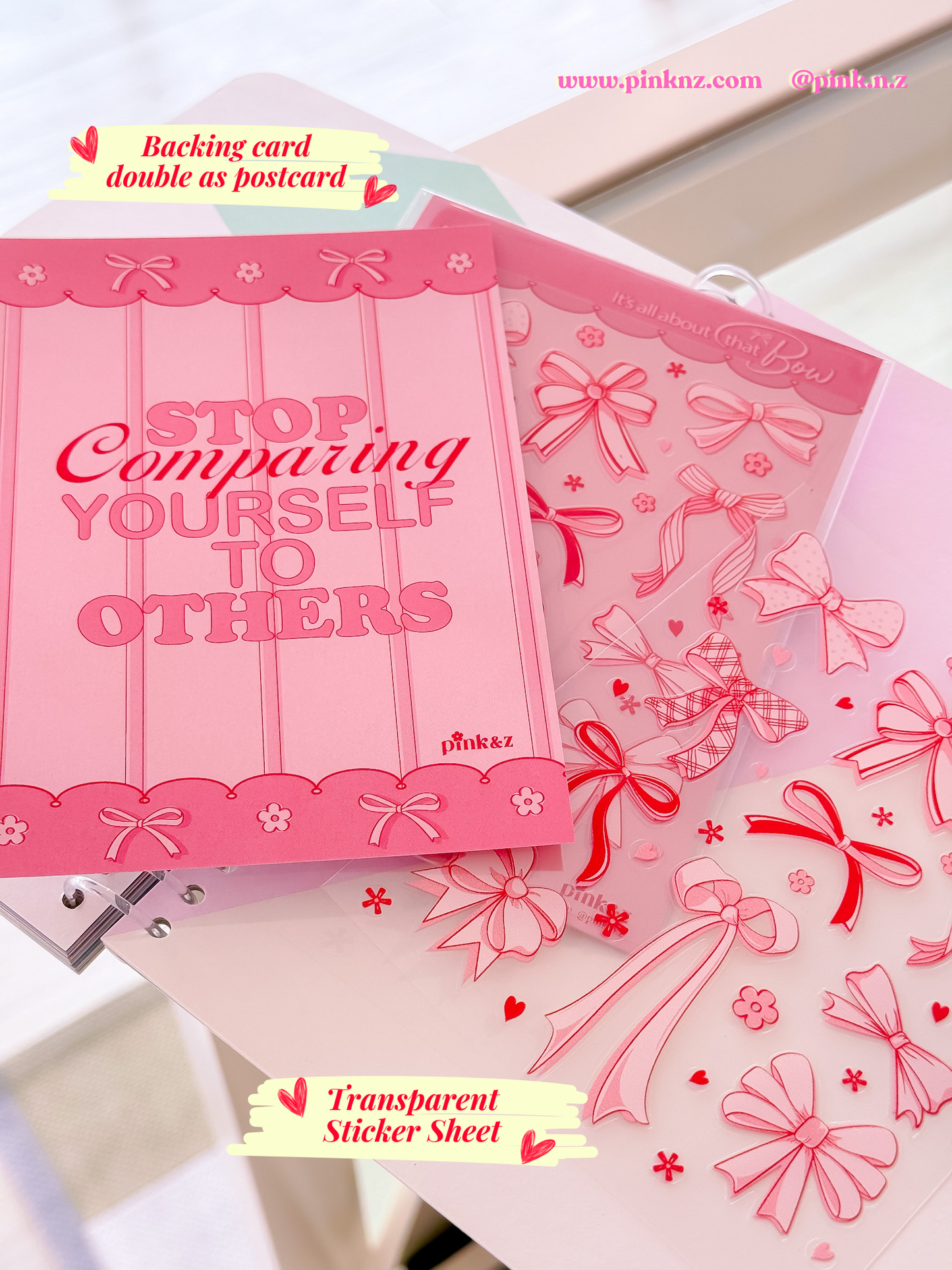 Pink Bows Transparent Sticker Sheet