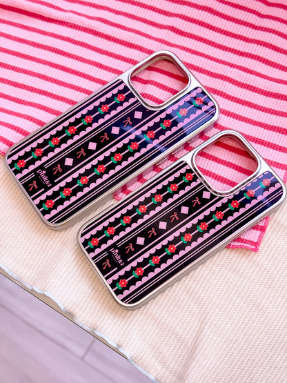 Red Flower Bow Metallic Magnetic iPhone Case