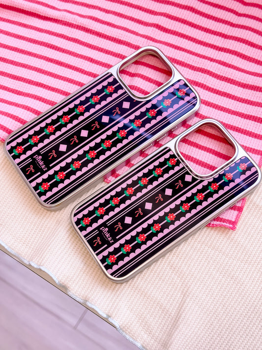 Red Flower Bow Metallic Magnetic iPhone Case