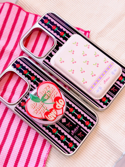 Red Flower Bow Metallic Magnetic iPhone Case