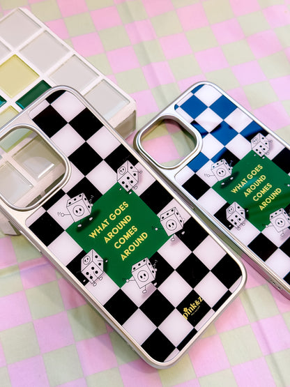 Checkered Dice Metallic Magnetic iPhone Case