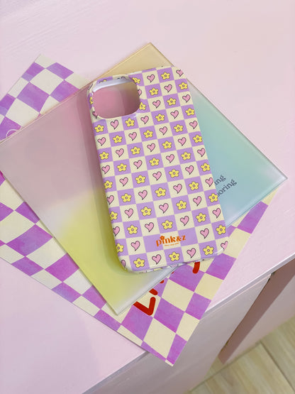 Flower Heart Checkered Phone Case