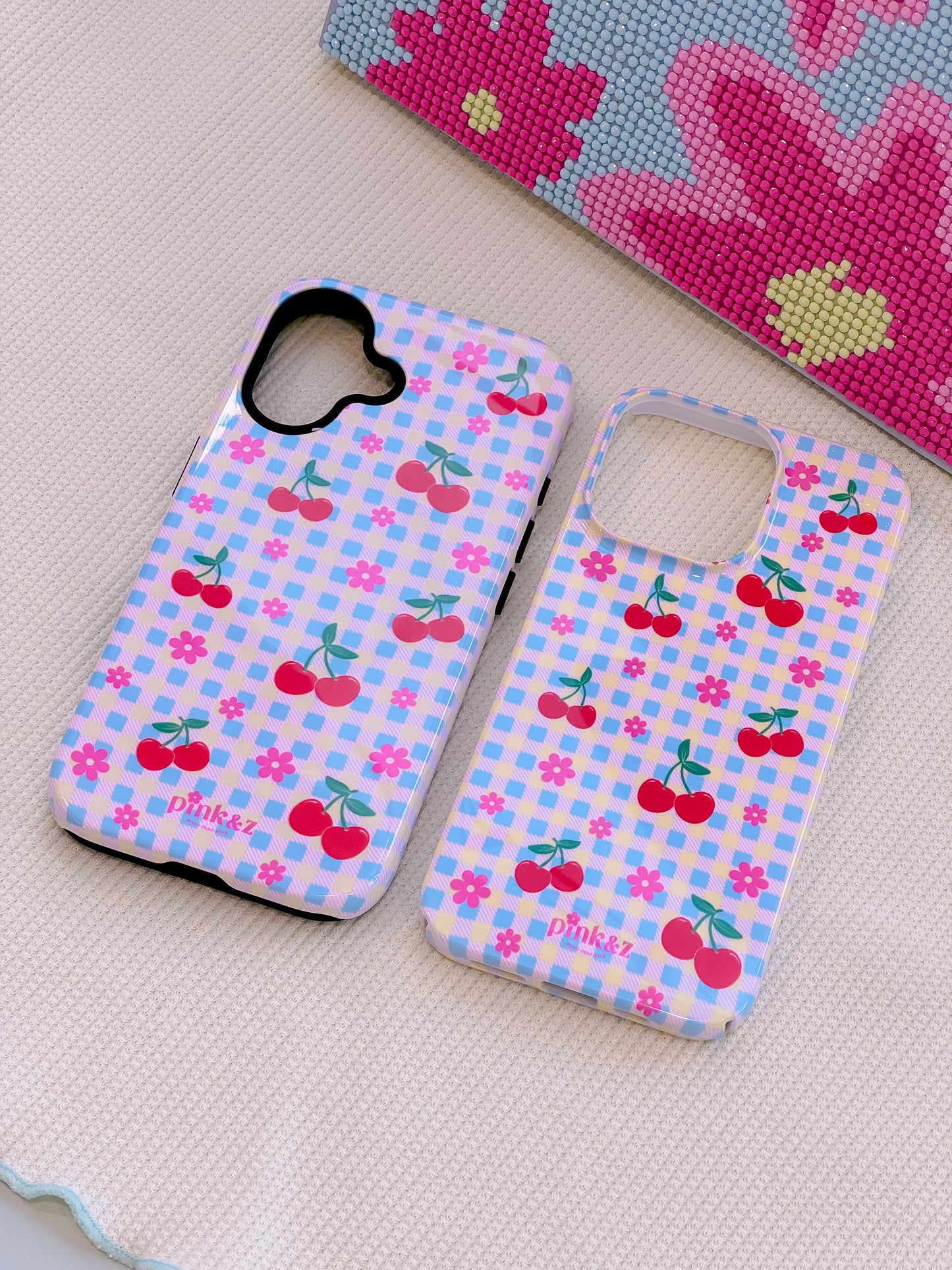 Blue Gingham Cherry Phone Case