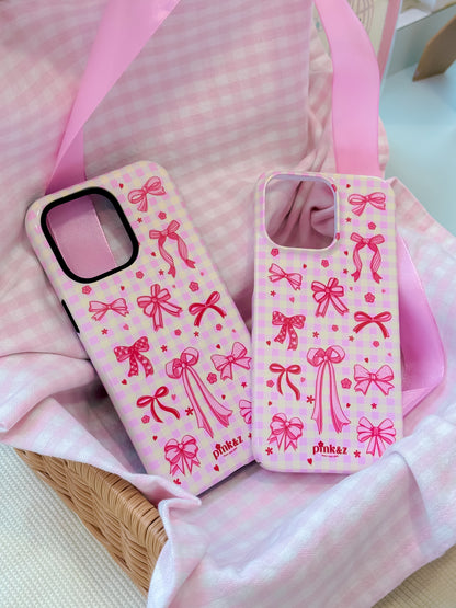 Gingham Pink Bow Phone Case