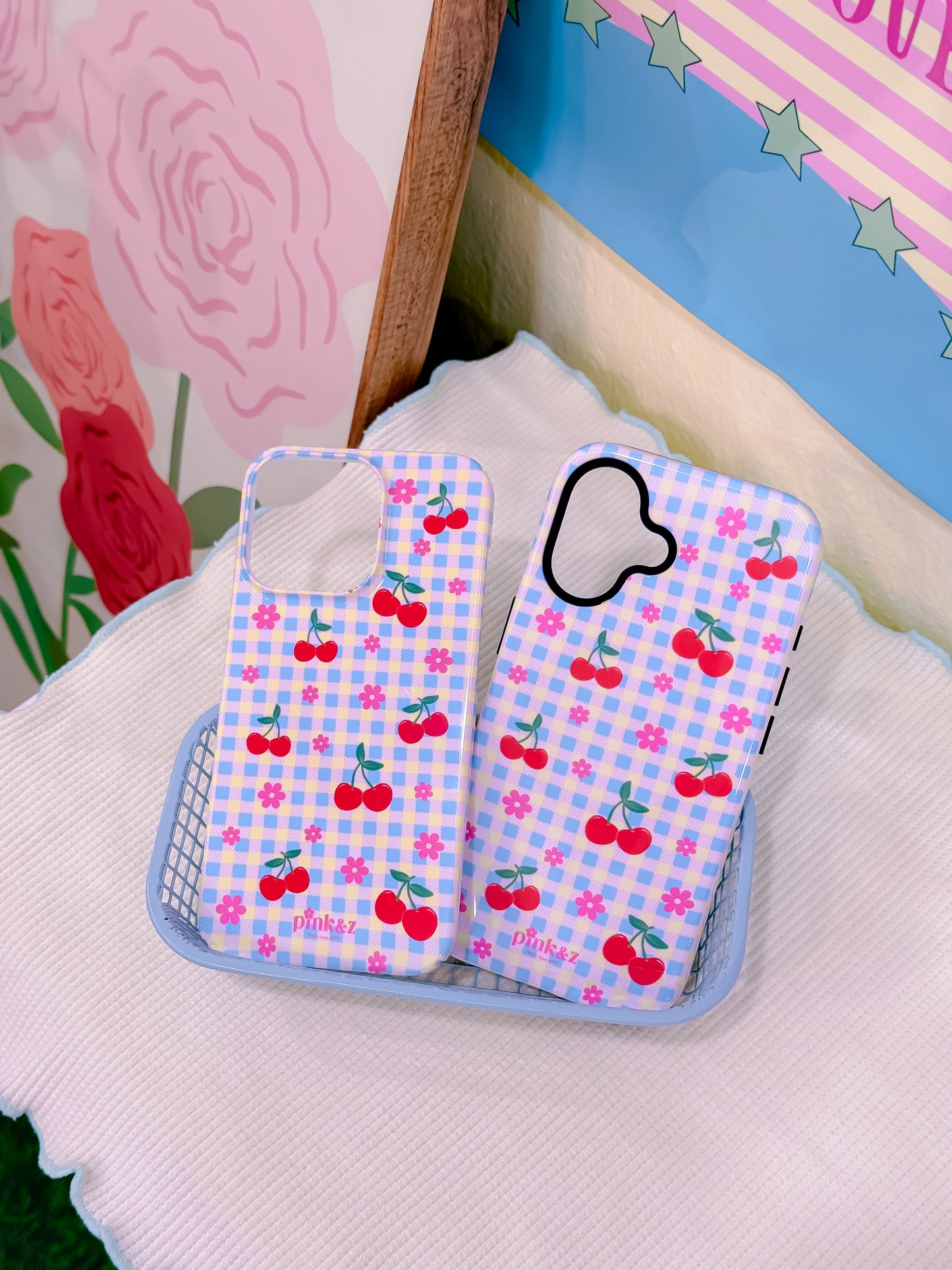 Blue Gingham Cherry Phone Case