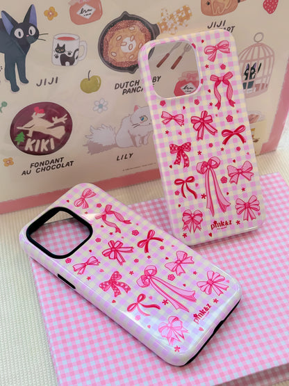 Gingham Pink Bow Phone Case