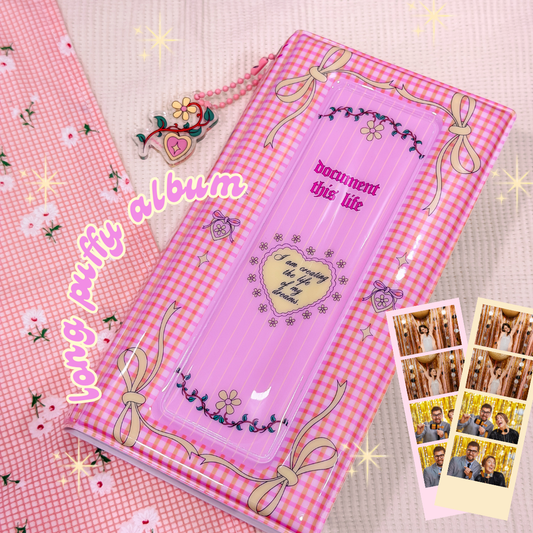 Puffy Long Photo Album with Keychain for 4-cut photos / Photo Booth Photo Album